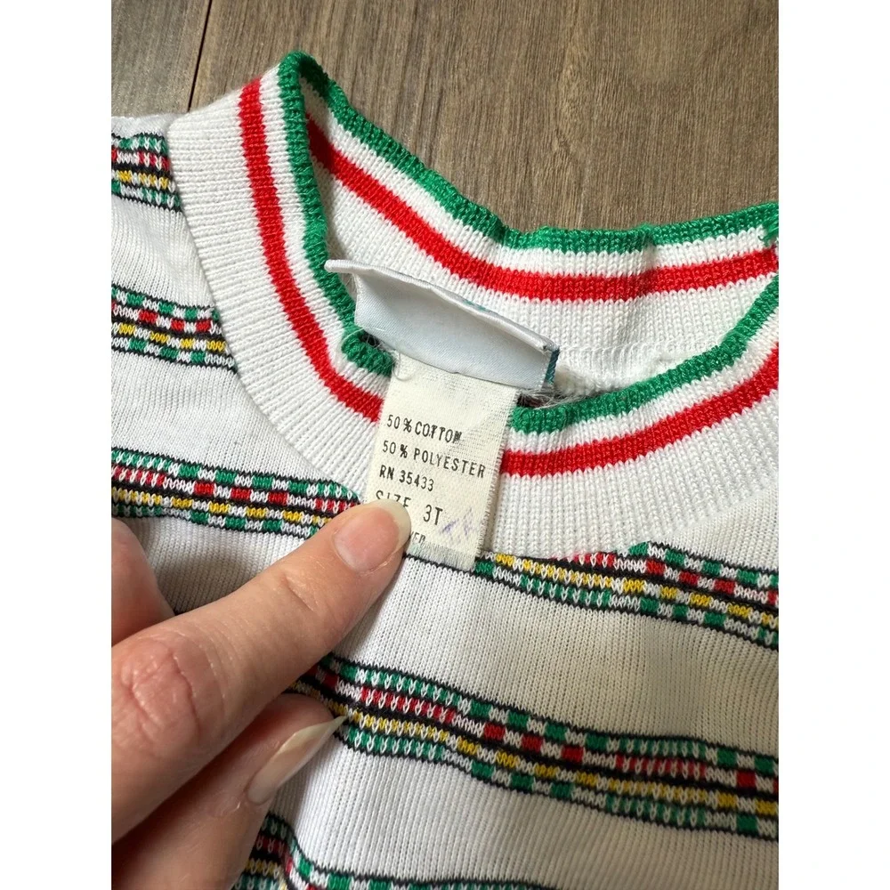 Royal Heir Christmas Sweater Toddler 3T White Stripe Polar Bear Stocking Vintage